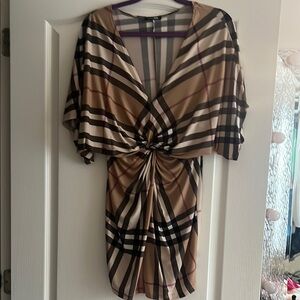 Fashion Nova Plaid Mini Dress - Black and Tan